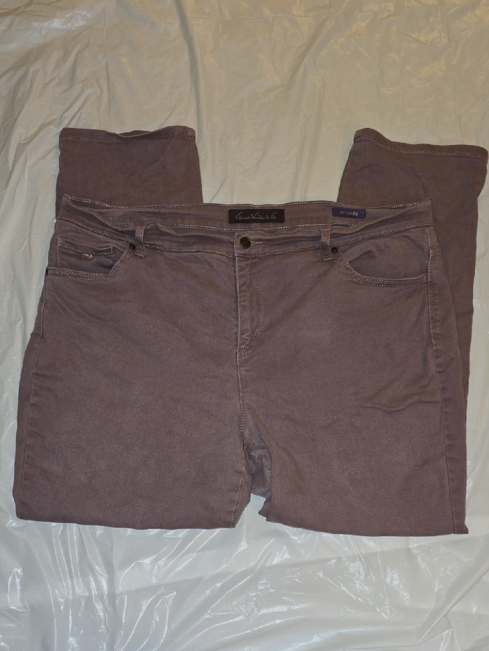 Gloria Vanderbilt Amanda Womens Lilac  Straight Leg Soft Jeans 18W